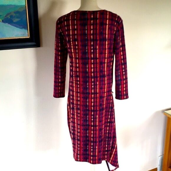 Rachael for Rachael Roy Dress Vintage Y2K diagonal ZIPPERS Red black tie dye  L - Picture 3 of 8